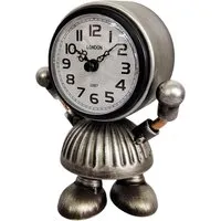 16cm Table Clock with Body - Silver