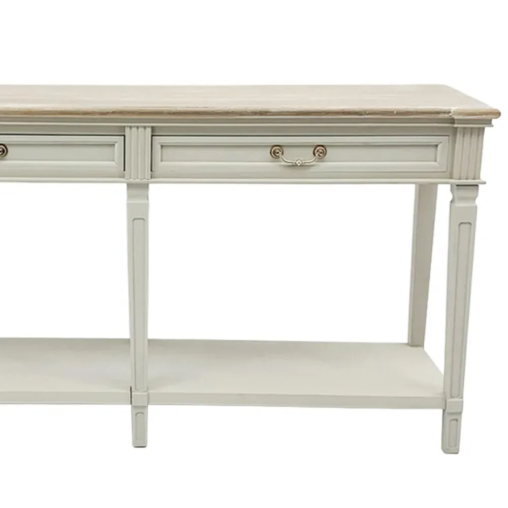 2 Drawer Side Table - Cream, Wood