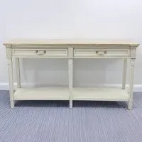 2 Drawer Side Table - Cream, Wood
