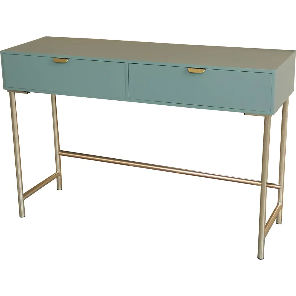 2 Drawer Side Table with Scalloped Edge - Green, Wood