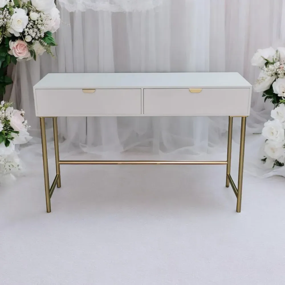 2 Drawer Wooden Side Table - White