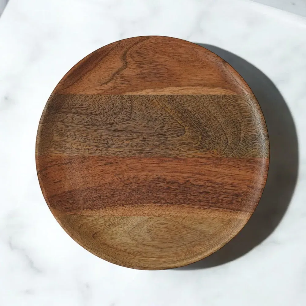 20cm Wooden Serving Plate - Brown