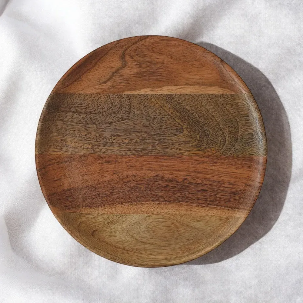 20cm Wooden Serving Plate - Brown