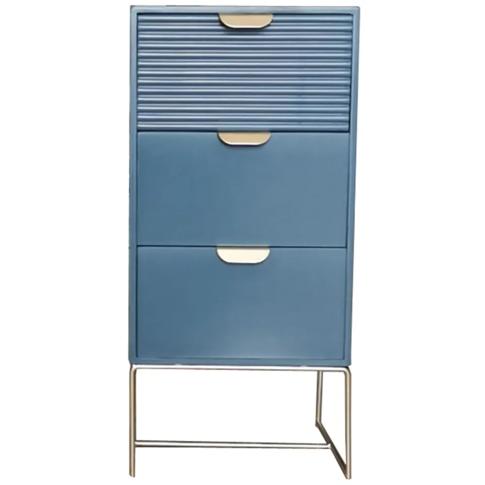 3 Drawer Bedside Table - Blue, Wood