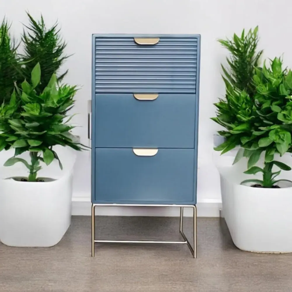 3 Drawer Bedside Table - Blue, Wood