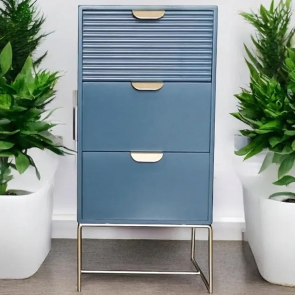 3 Drawer Bedside Table - Blue, Wood