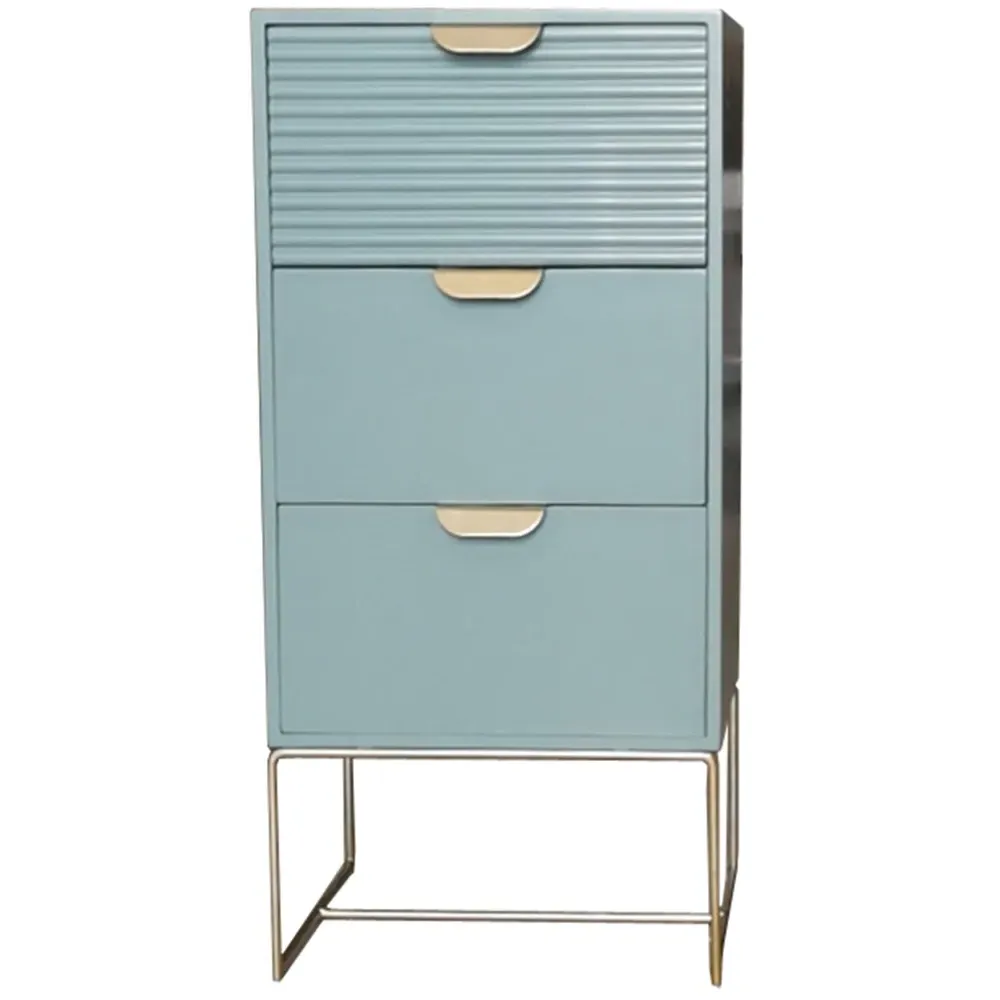 3 Drawer Bedside Table - Green, Wood