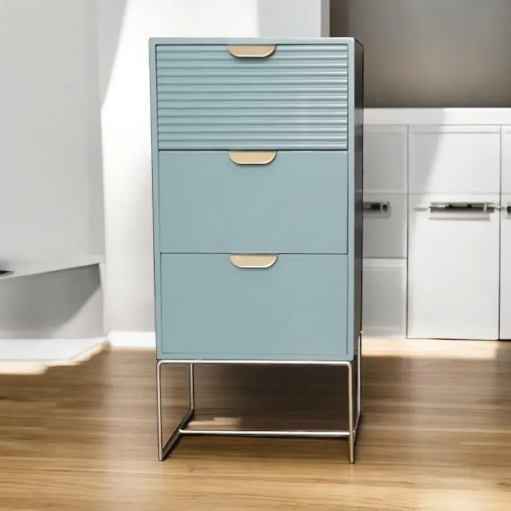 3 Drawer Bedside Table - Green, Wood