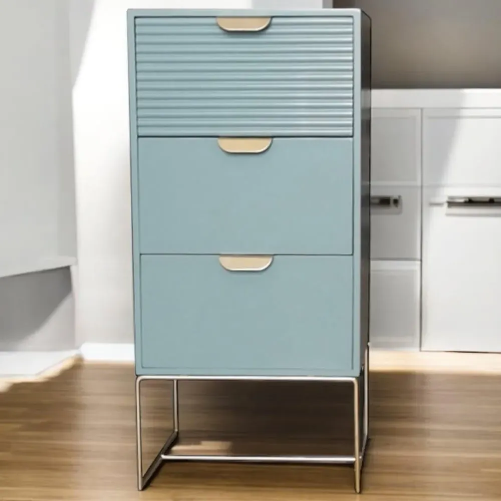 3 Drawer Bedside Table - Green, Wood