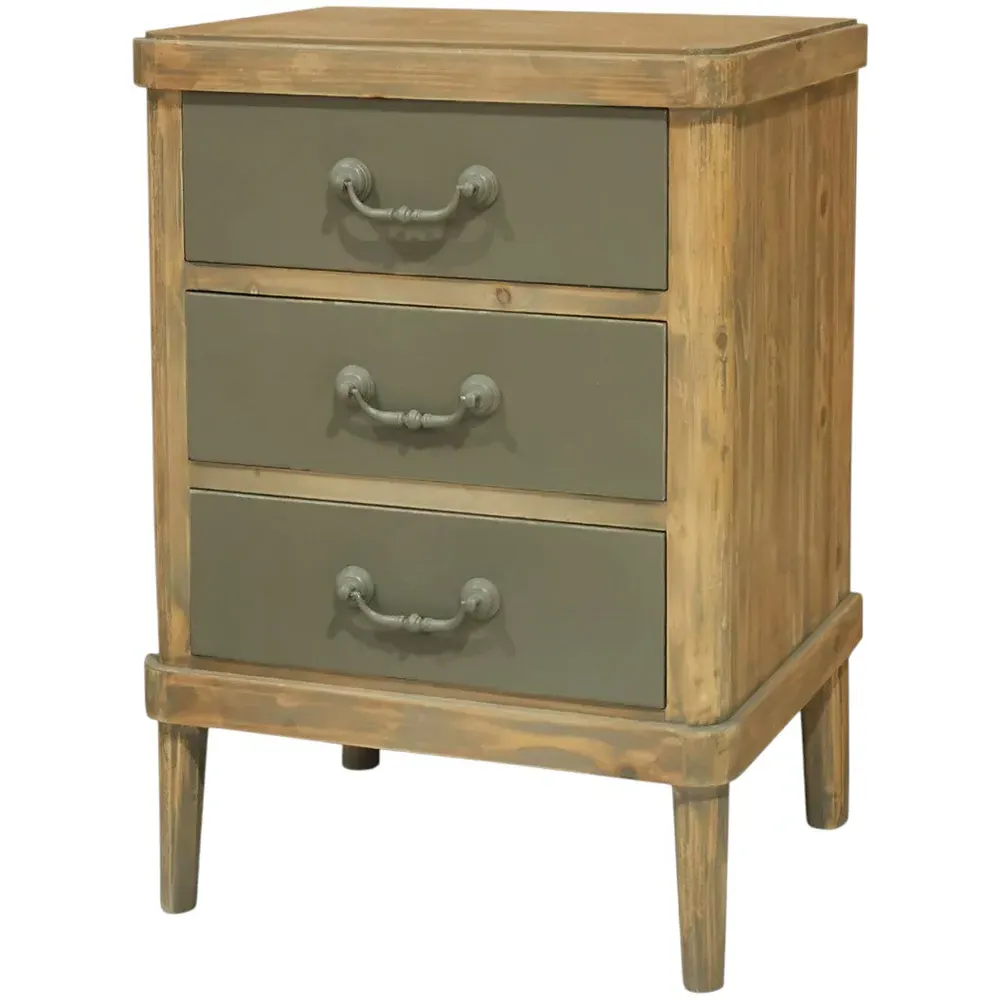 3 Drawer Bedside Table - Multicolour, Wood
