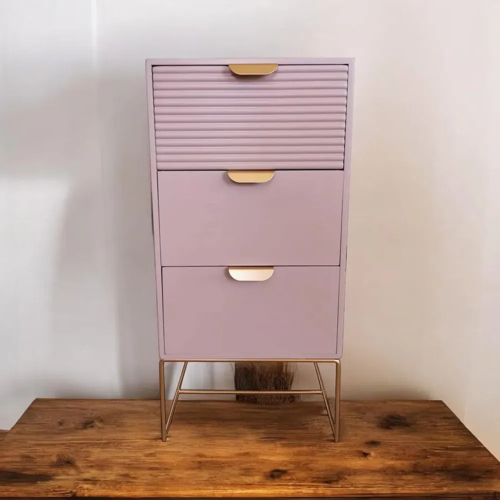 3 Drawer Bedside Table - Pink, Wood
