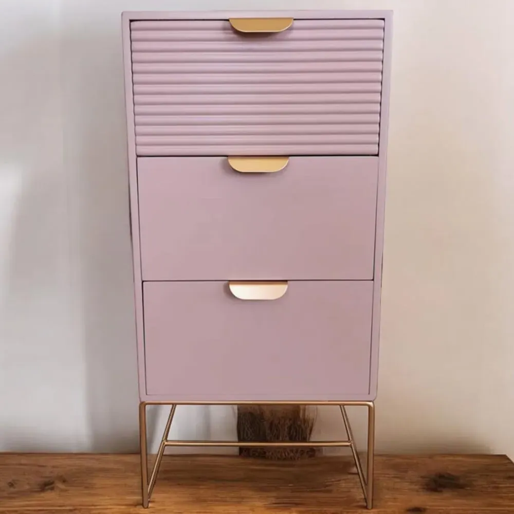 3 Drawer Bedside Table - Pink, Wood