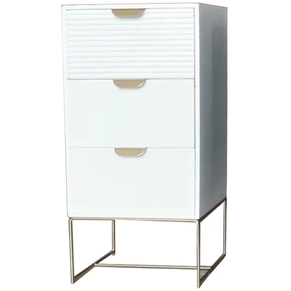 3 Drawer Bedside Table - White, Wood