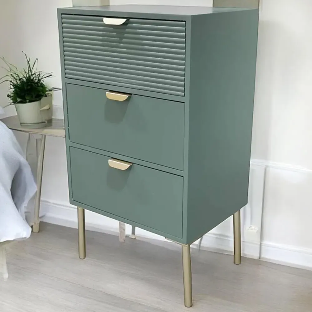 3 Drawer Chest of Drawers - Green, Wood