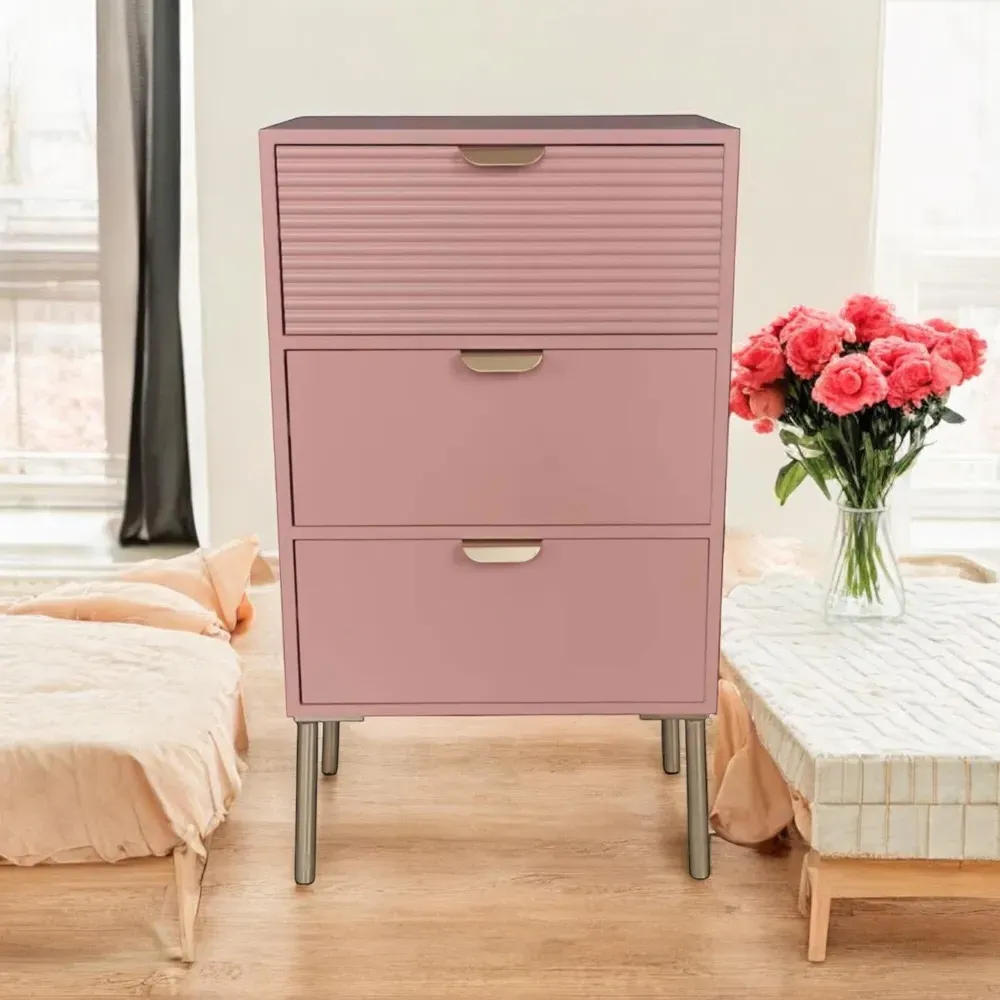 3 Drawer Chest of Drawers - Pink, Wood