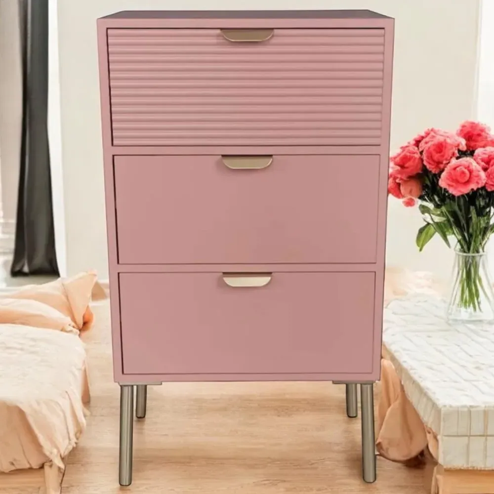 3 Drawer Chest of Drawers - Pink, Wood