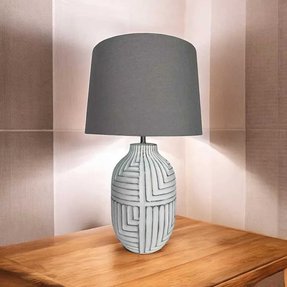 38cm Ceramic Table Lamp with Shade - Multi