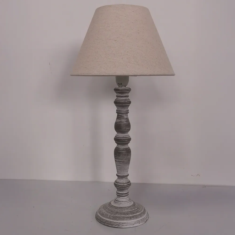 40cm Table Lamp with Shade - Grey, Linen