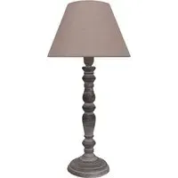 40cm Table Lamp with Shade - Grey, Linen