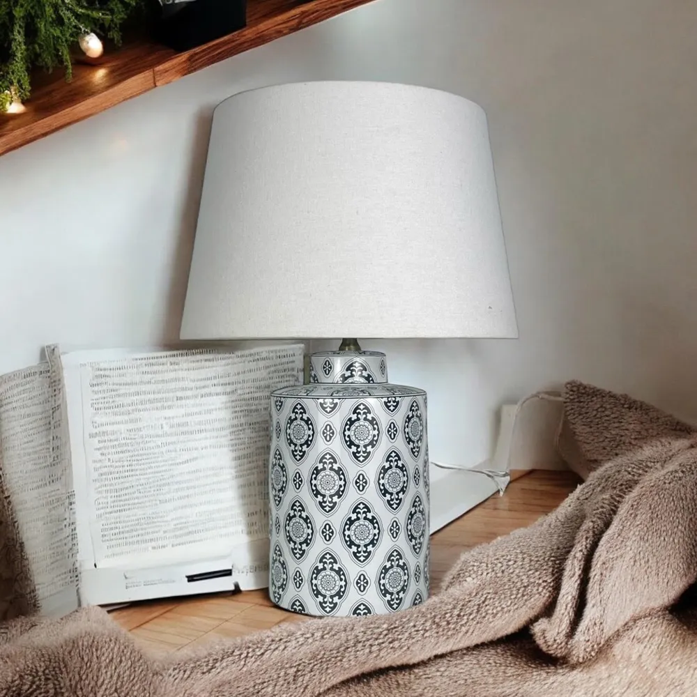 43cm Ceramic Table Lamp with Shade - Multi