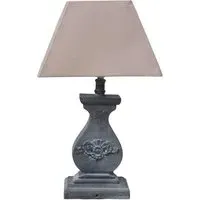 43cm Table Lamp with Shade - Grey, Linen