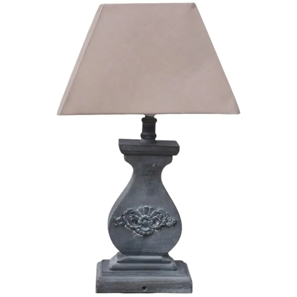 43cm Table Lamp with Shade - Grey, Linen