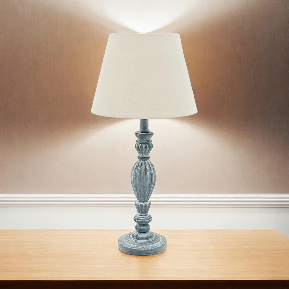 45cm Table Lamp with Shade - Grey, Linen