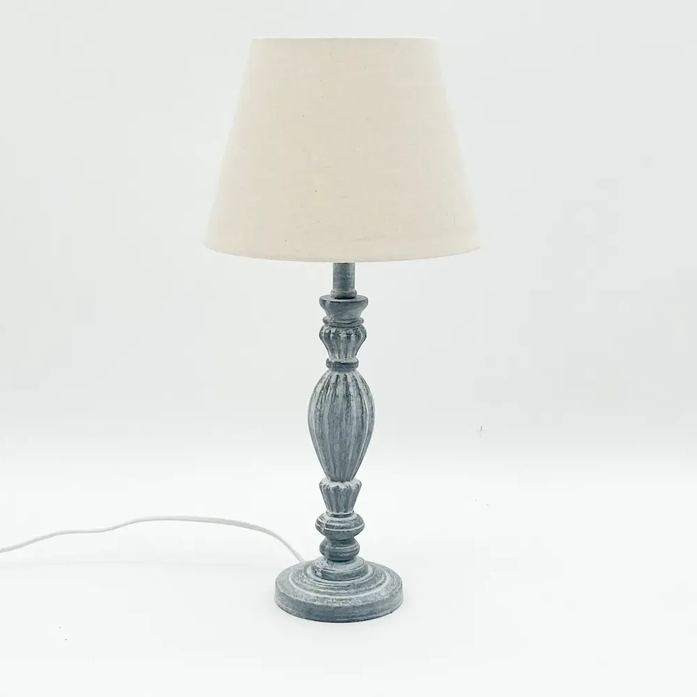 45cm Table Lamp with Shade - Grey, Linen