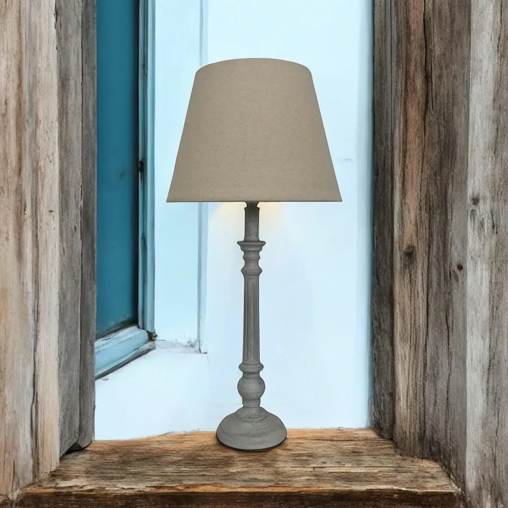 54cm Table Lamp with Shade - Cream, Linen