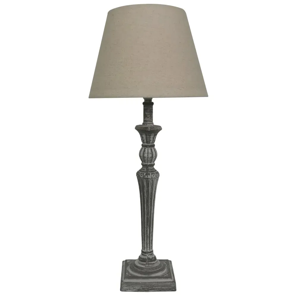 58cm Table Lamp with Shade - Cream, Linen