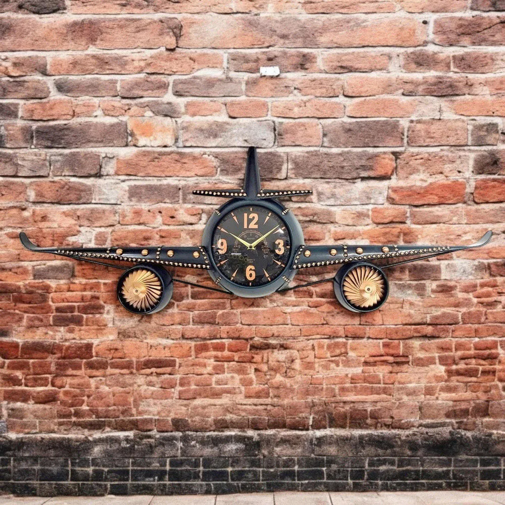Aeroplane Wall Clock - Black