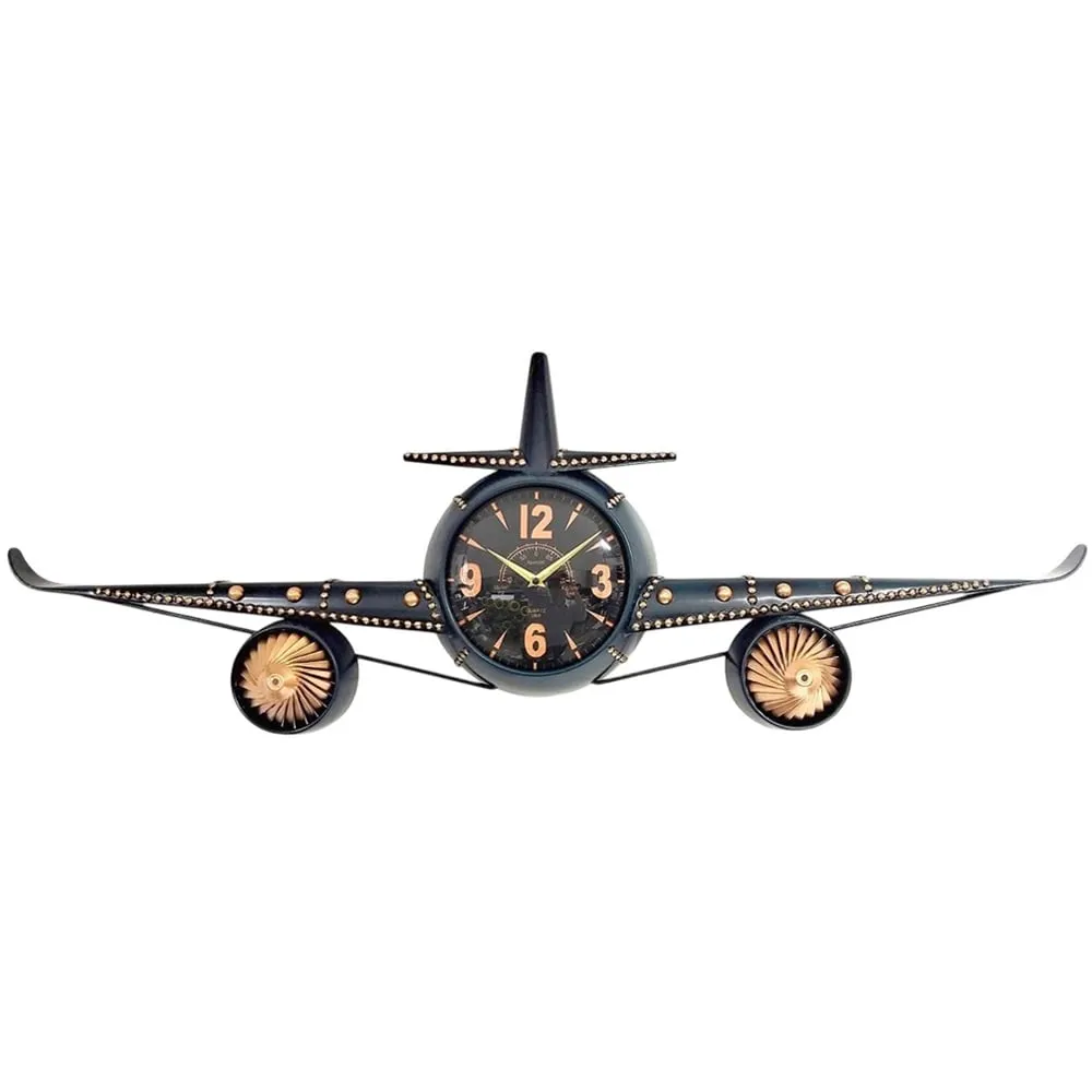 Aeroplane Wall Clock - Black
