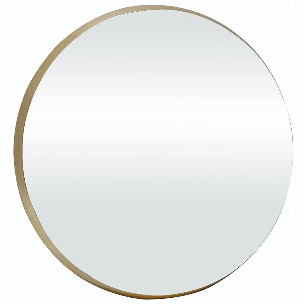 Bevelled Round Wall Mirror 50cm - Gold image