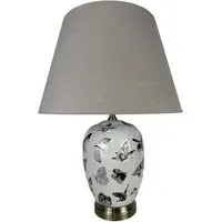 Butterfly Pattern Ceramic Table Lamp with Shade - Multi