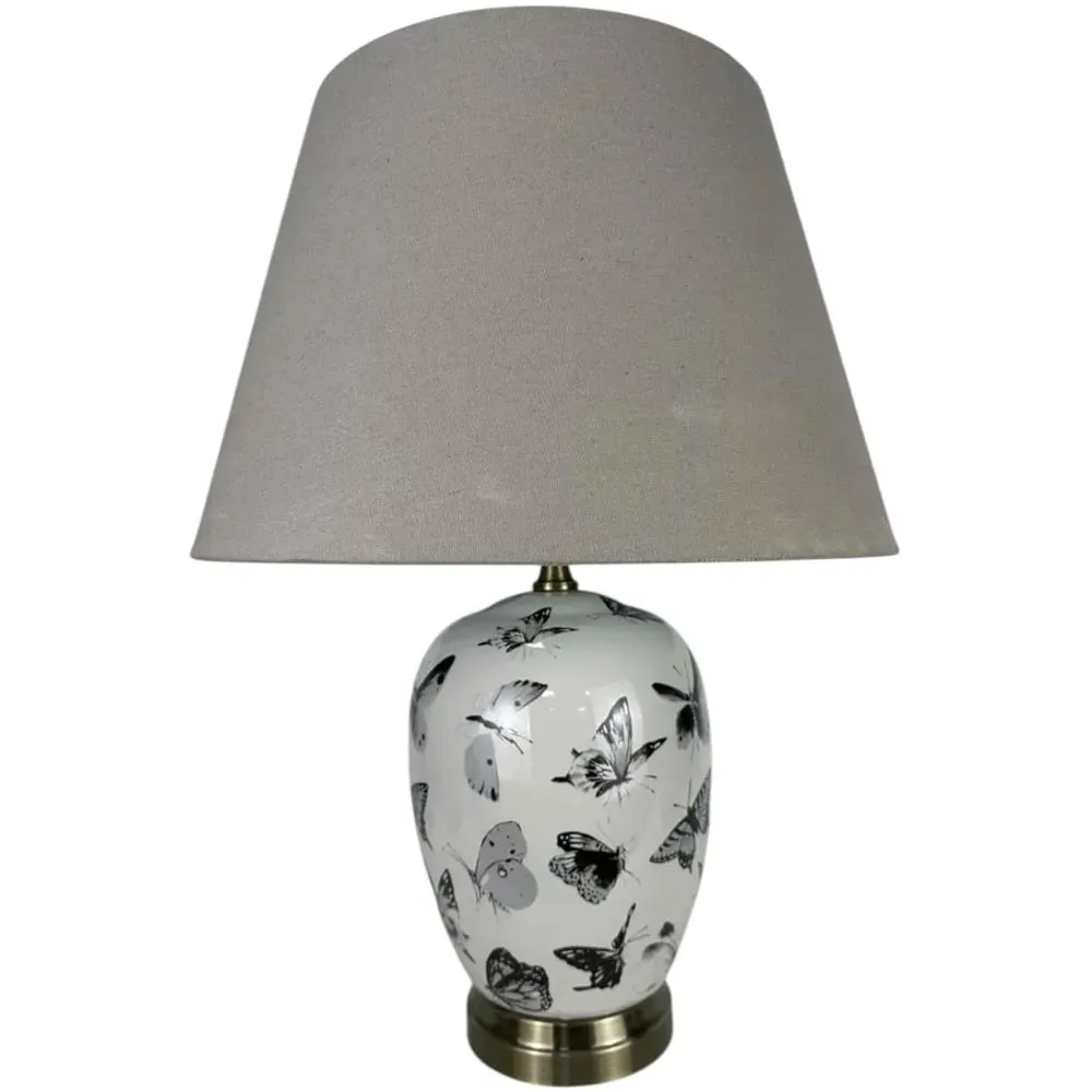 Butterfly Pattern Ceramic Table Lamp with Shade - Multi image