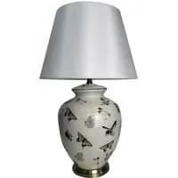 Butterfly Pattern Ceramic Table Lamp with Shade - Multi