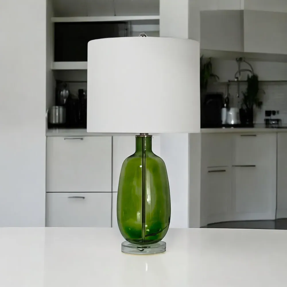 Ceramic Table Lamp - White, Green