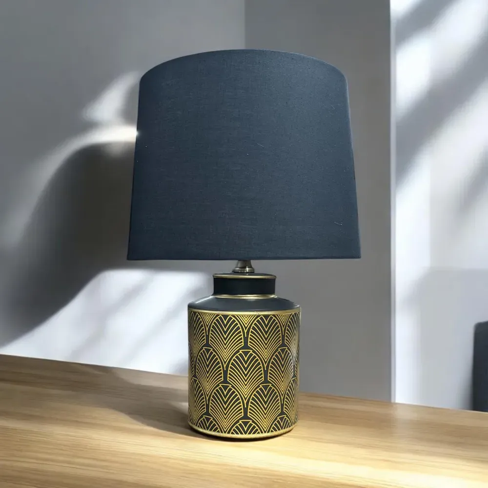 Ceramic Table Lamp with Shade - Black