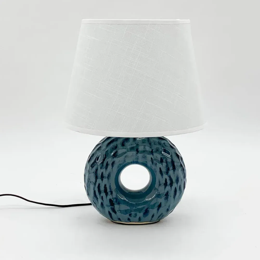 Ceramic Table Lamp with Shade - Blue