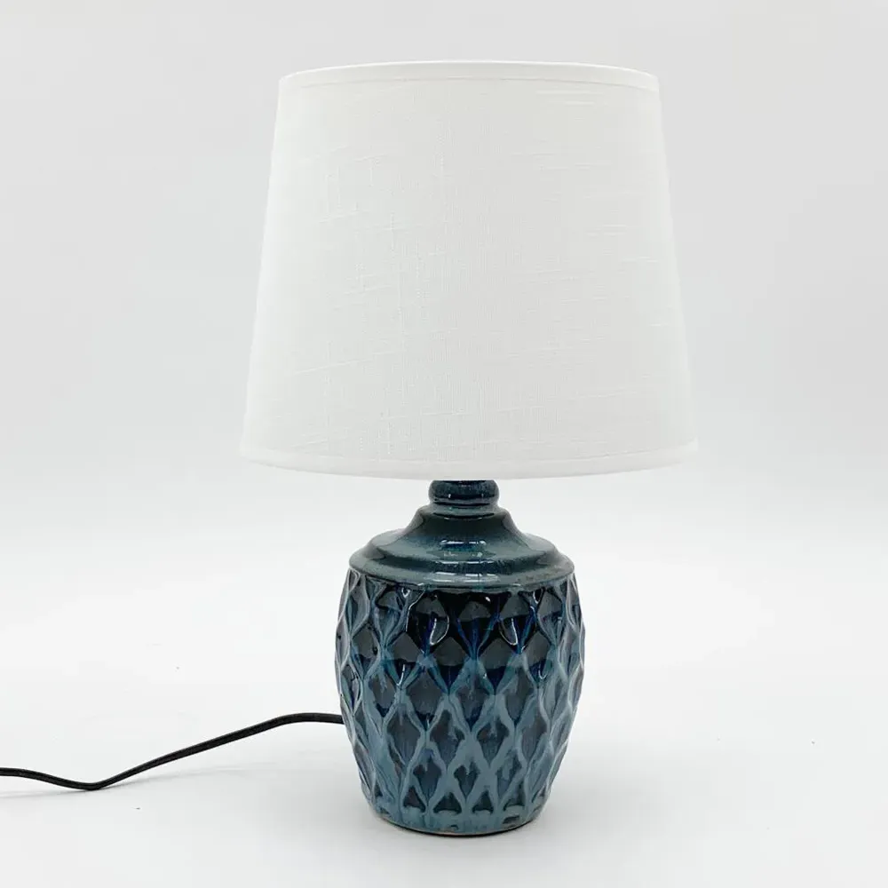 Ceramic Table Lamp with Shade - Blue