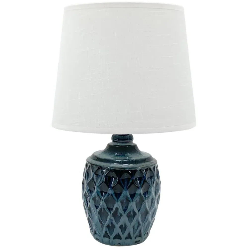 Ceramic Table Lamp with Shade - Blue