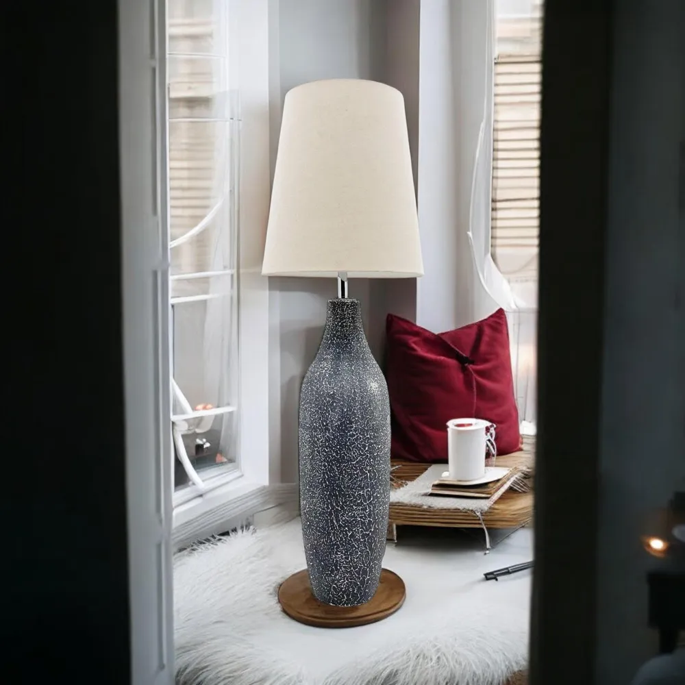 Ceramic Table Lamp with Shade - Grey