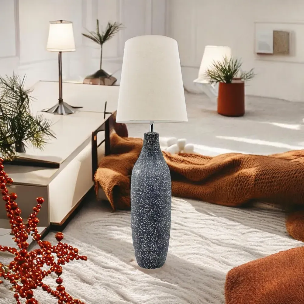 Ceramic Table Lamp with Shade - Grey