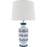 Fabric Shade Blue and White Ceramic Lamp 58cm