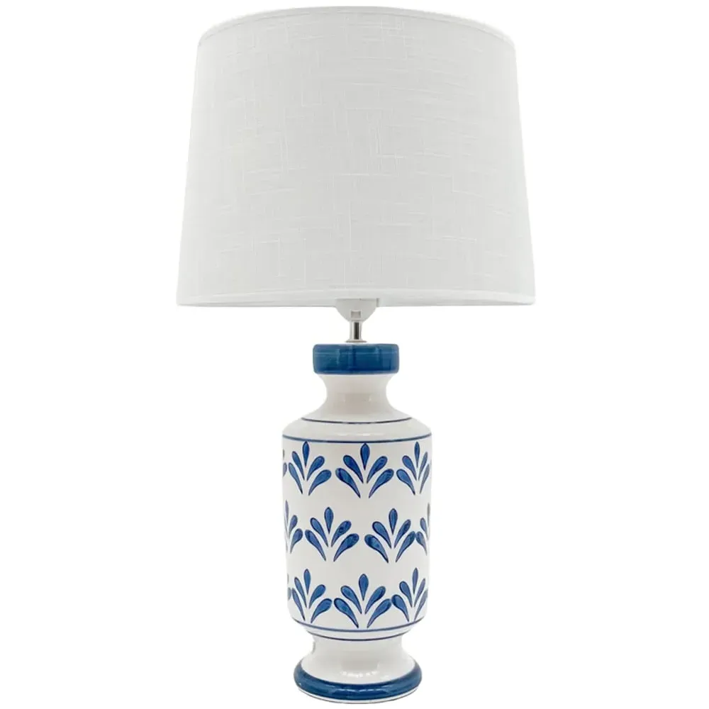 Fabric Shade Blue and White Ceramic Lamp 58cm