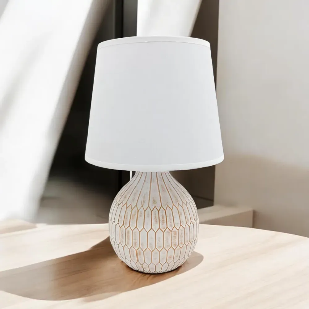 Fabric Shade Table Lamp with Inline Switch - Multi