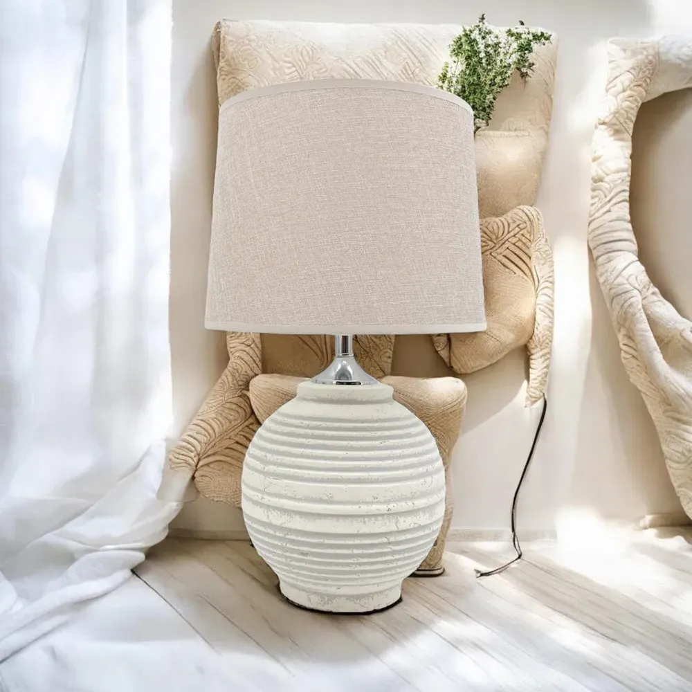 Fabric Shade Table Lamp with Inline Switch - Multi