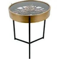 Gear Table Clock with Gold Trim - Black