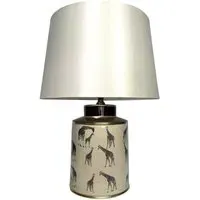 Giraffe Pattern Ceramic Table Lamp with Shade - Multi