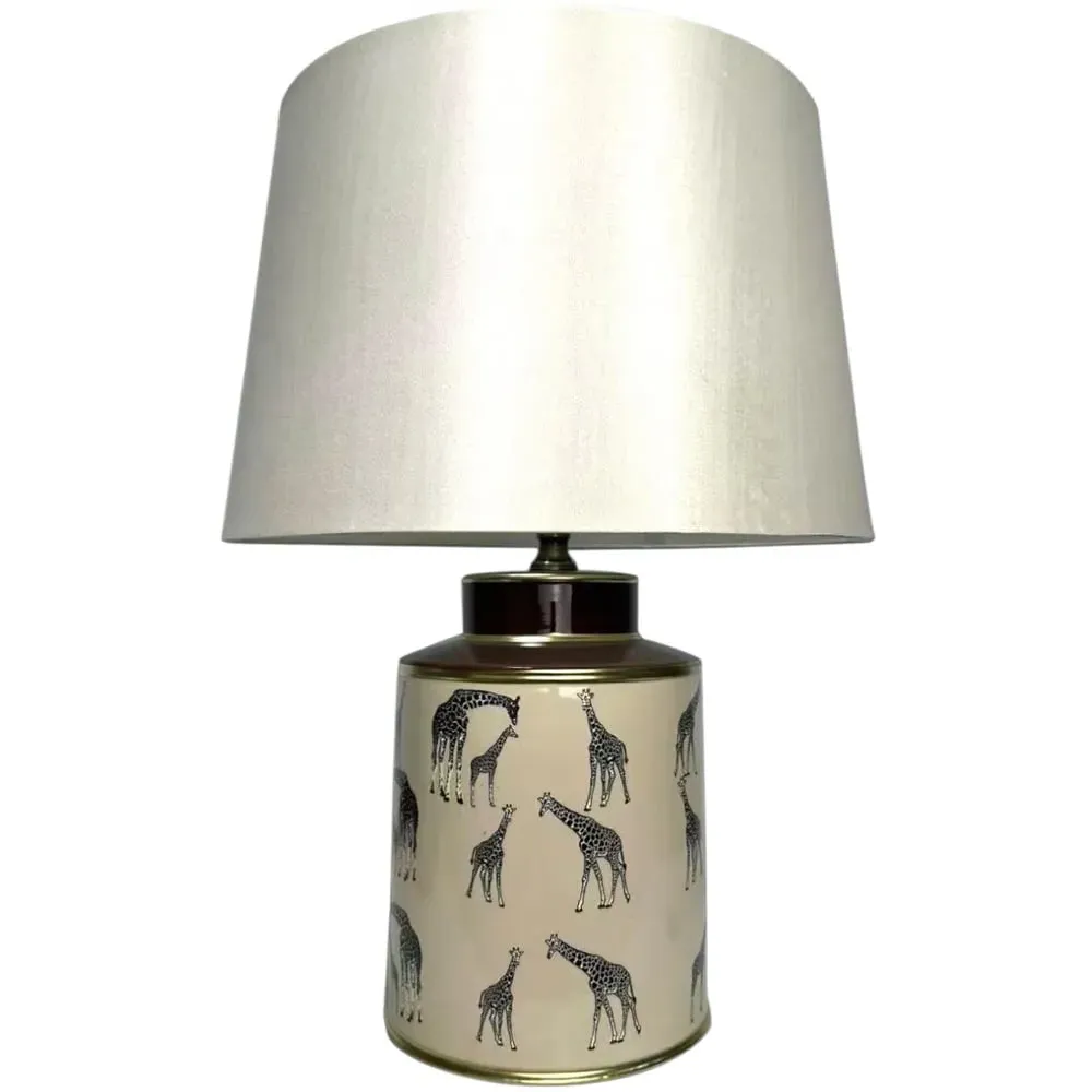 Giraffe Pattern Ceramic Table Lamp with Shade - Multi